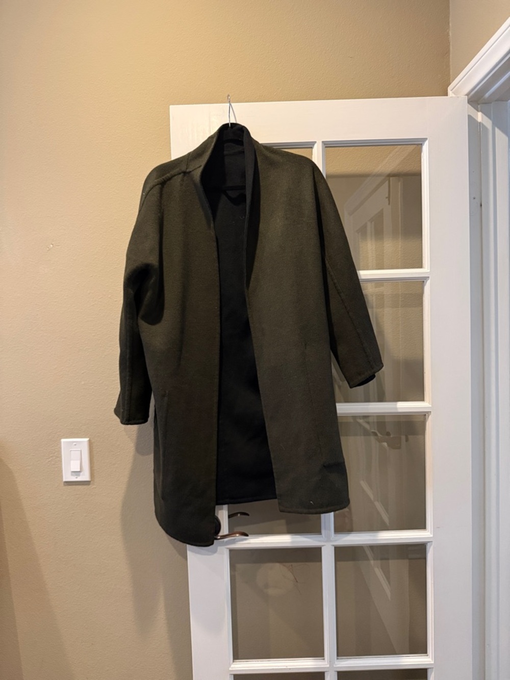 Vince Olive Green Open-Front Pea Coat